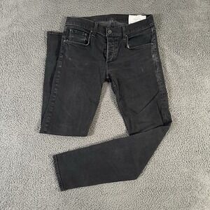 Rag & Bone Jeans Mens 34x32 Black Fit‎ 1 Skinny Leg Button Fly Denim